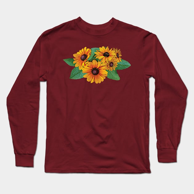 Daisies - Golden Yellow Gerbera Daisies Long Sleeve T-Shirt by SusanSavad